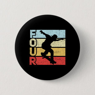 4 Year Old Skater Skateboarding 4th Birthday Party 6 Cm Round Badge
