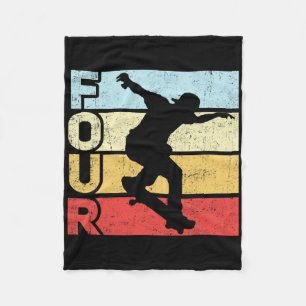 4 Year Old Skater Skateboarding 4th Birthday Party Fleece Blanket