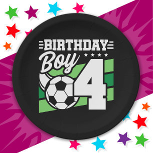 4 Year Old Soccer Football Party 4th Birthday Boy Paper Plate