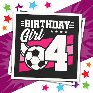 4 Year Old Soccer Football Party 4th Birthday Girl Napkin
