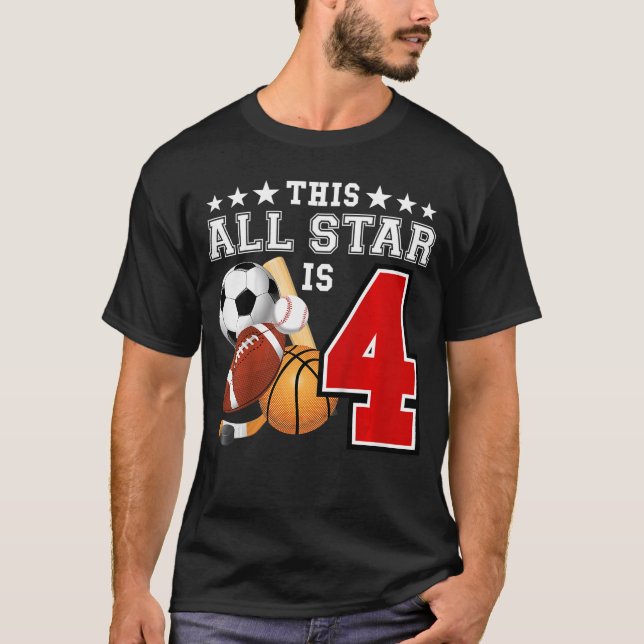 4 Year Old Sports Star Birthday Party All Sport 4t T-Shirt (Front)