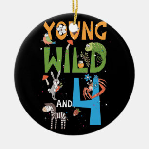 4 Year Old Zoo Birthday Safari Jungle Animal 2nd Ceramic Tree Decoration