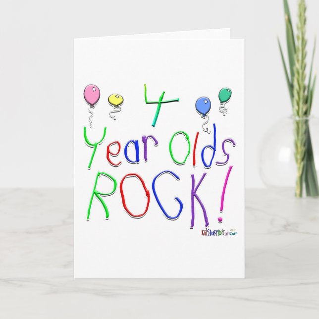 4 Year Olds Rock! Greeting Card (Front)
