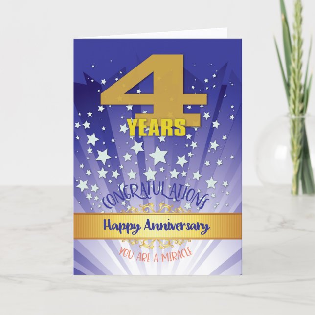 4 Year Recovery Anniversary Bold Numeral Card (Front)