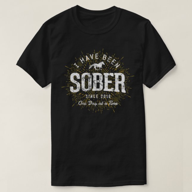 4 Year Sober Since 2018 Sobriety  T-Shirt (Design Front)