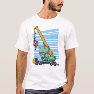 4 years 4th Birthday Mobile Crane Dinosaur T-Shirt