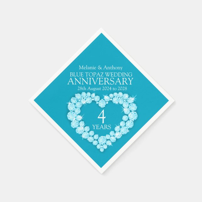4 years anniversary topaz heart custom napkins (Corner)