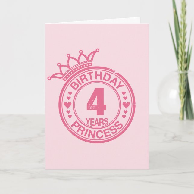4 years - Birthday Princess - pink Card (Front)