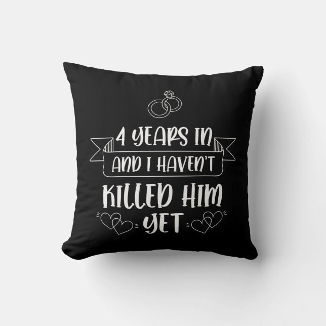 4 Years Husband Wife 4th Wedding Anniversary Cushion (Front)
