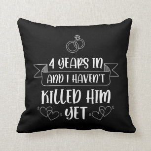 4 Years Husband Wife 4th Wedding Anniversary Cushion