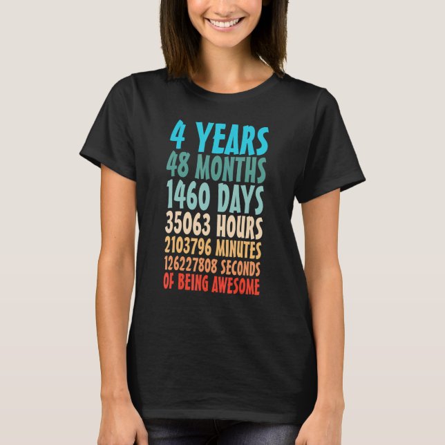 4 Years Of Being Awesome 48 Months 4th Birthday Co T-Shirt (Front)