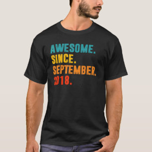 4 Years Old  4th Birthday Awesome Since September  T-Shirt