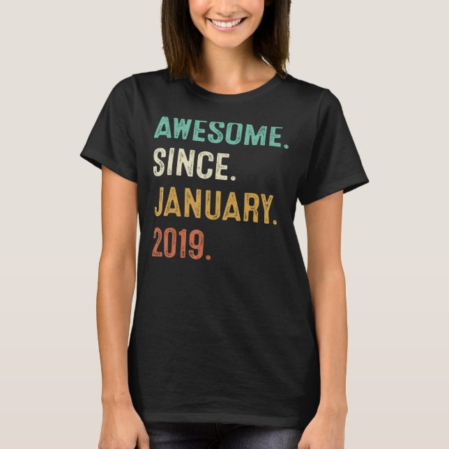 4 Years Old  4th Birthday Boy Awesome Since Januar T-Shirt (Front)