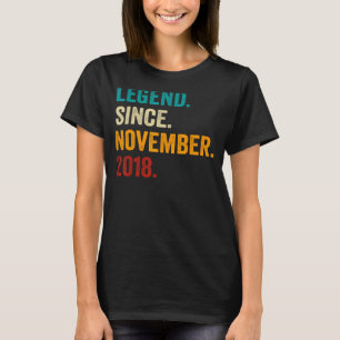4 Years Old 4th Birthday Boy Legend Since Novembe T-Shirt