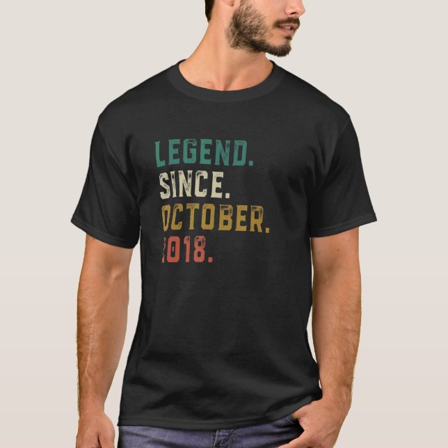 4 Years Old  4th Birthday Legend Since October 201 T-Shirt (Front)