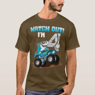 4 Years Old 4th Birthday Shark Boy Girl Monster Tr T-Shirt