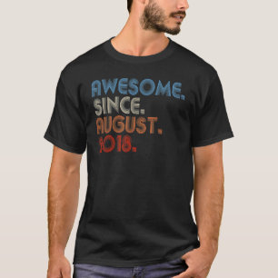 4 Years Old Awesome Since August 2018 4th Birthda T-Shirt