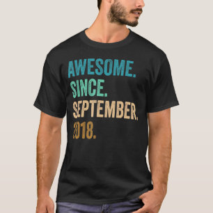 4 Years Old Awesome Since September 2018 4th Birth T-Shirt