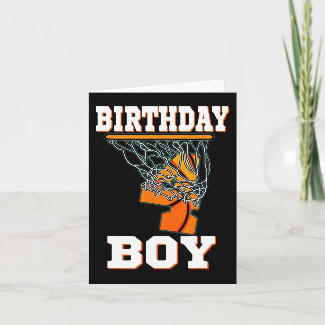 4 Years Old Basketball Boy 4th Birthday Party Cele Card (Front)
