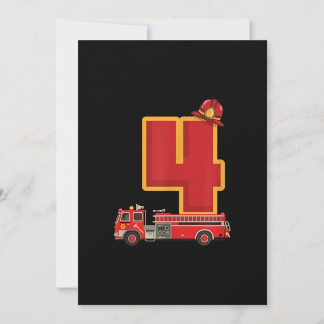 4 Years Old Birthday Boy Gifts Firefighter Holiday Card (Front)