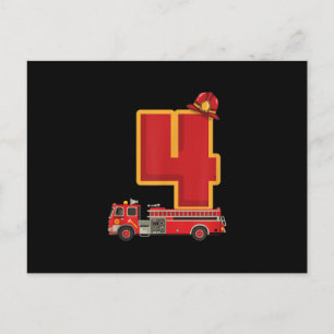 4 Years Old Birthday Boy Gifts Firefighter Holiday Postcard
