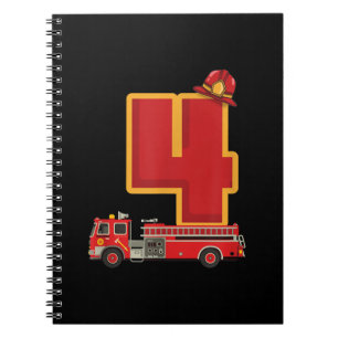 4 Years Old Birthday Boy Gifts Firefighter Notebook