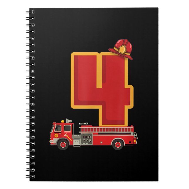 4 Years Old Birthday Boy Gifts Firefighter Notebook (Front)