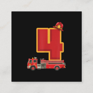 4 Years Old Birthday Boy Gifts Firefighter Square Business Card