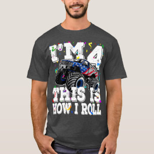 4 Years Old Birthday Gift Boy Monster Truck 4th An T-Shirt