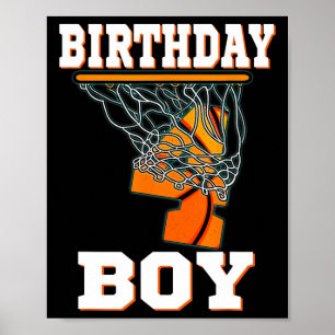 4 Years Old Bysketbyll Boy 4th Birthday Party Cele Poster
