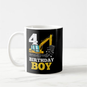 4 Years Old Excavator Construction Worker Birthday Coffee Mug