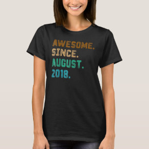 4 Years Old Funny Awesome Since August 2018 4th Bi T-Shirt