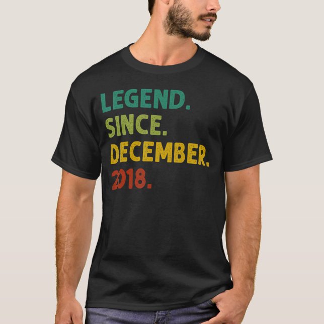 4 Years Old  Legend Since December 2018 4th Birthd T-Shirt (Front)