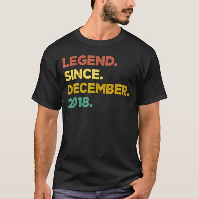 4 Years Old  Legend Since December 2018 4th Birthd T-Shirt (Front)