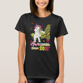 4 Years Old  Unicorn Flossing 4th Birthday Girl Un T-Shirt
