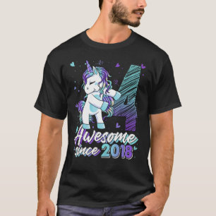 4 Years Old Unicorn Flossing 4th Birthday Girl Un T-Shirt