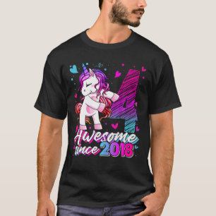 4 Years Old Unicorn Flossing 4Th Birthday Girl Uni T-Shirt