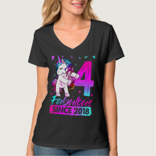 4 Years Old Unicorn Flossing 4th Birthday Girl Uni T-Shirt