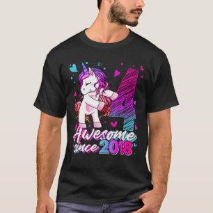 4 Years Old Unicorn Flossing 4Th Birthday Girl Uni T-Shirt