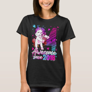 4 Years Old Unicorn Flossing 4th Birthday Girl Uni T-Shirt