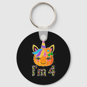 4 Years Old Unicorn Pumpkin Cute Design Birthday H Key Ring