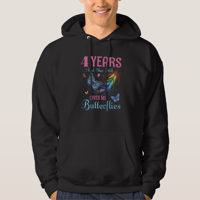 4 Years & She Still Gives Me Butterflies Lesbian A Hoodie (Front)