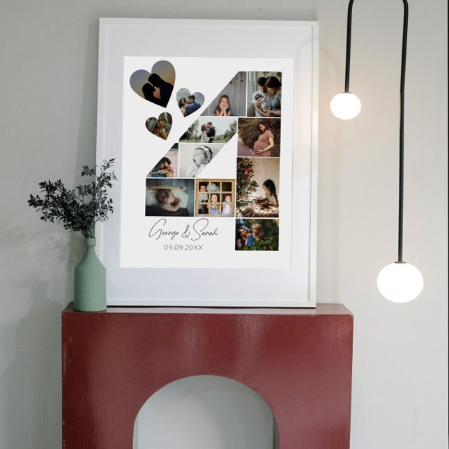 4 Years Together Photo Collage Wedding Anniversary Poster (Creator Uploaded)