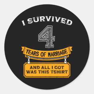 4 Years Wedding Anniversary Husband 1 Years Classic Round Sticker