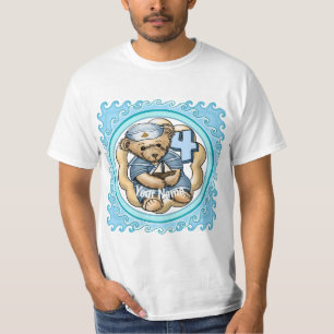 4 Yr Old Birthday Sailor Bear  T-Shirt