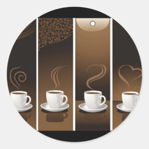 4CupsCoffee Classic Round Sticker