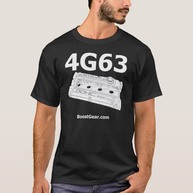 4G63 Shirt - Valvecover Spotlight by BoostGear.com (Front)