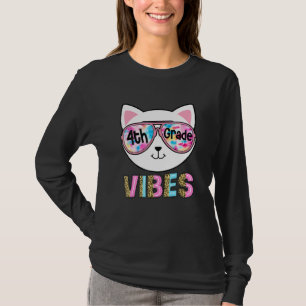 4h Grade Vibes Back O School Cat Girl Ie Dye Leopa T-Shirt