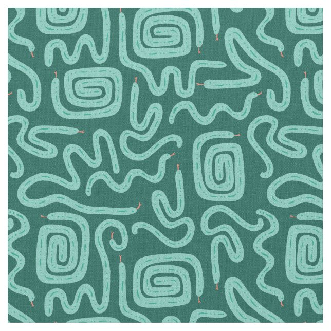 (4in) Green Snake Pattern Fabric (Close Up)