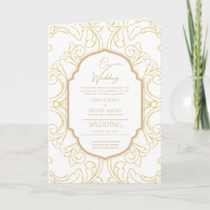 4page Gold Ornate WEDDING Invite Program Modern